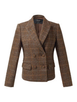 100% Wool Plaid Slim Fit Women Blazer GOELIA