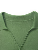V-Neck Drawstring Lapel Knitted Women Top GOELIA