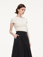 Triacetate Lyocell Blend Women Ribbon Knit Top GOELIA