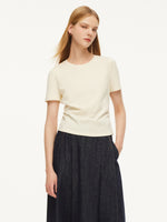 Cotton Side Twist Women T-Shirt With Detachable Beaded Chain GOELIA