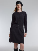 [Preview] 100% Wool Rhinestone Cardigan And Skirt Two-Piece Set GOELIA