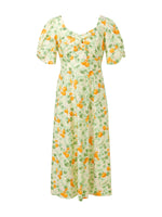 Cotton Floral Print Twist Front Women Midi Dress GOELIA