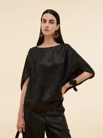 19MM Xiang Yun Silk Jacquard Boat Neck Women Cape Blouse GOELIA