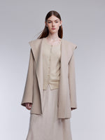 [Preview] Cashmere Wool Blend Women Hooded Wrap Coat GOELIA