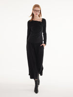 Asymmetric Bow Ruched Knit Top And Skirt Two-Piece Set GOELIA
