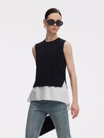 Lyocell Blend Knit Tank Top And Back Pleated Blouse Two-Piece Set GOELIA