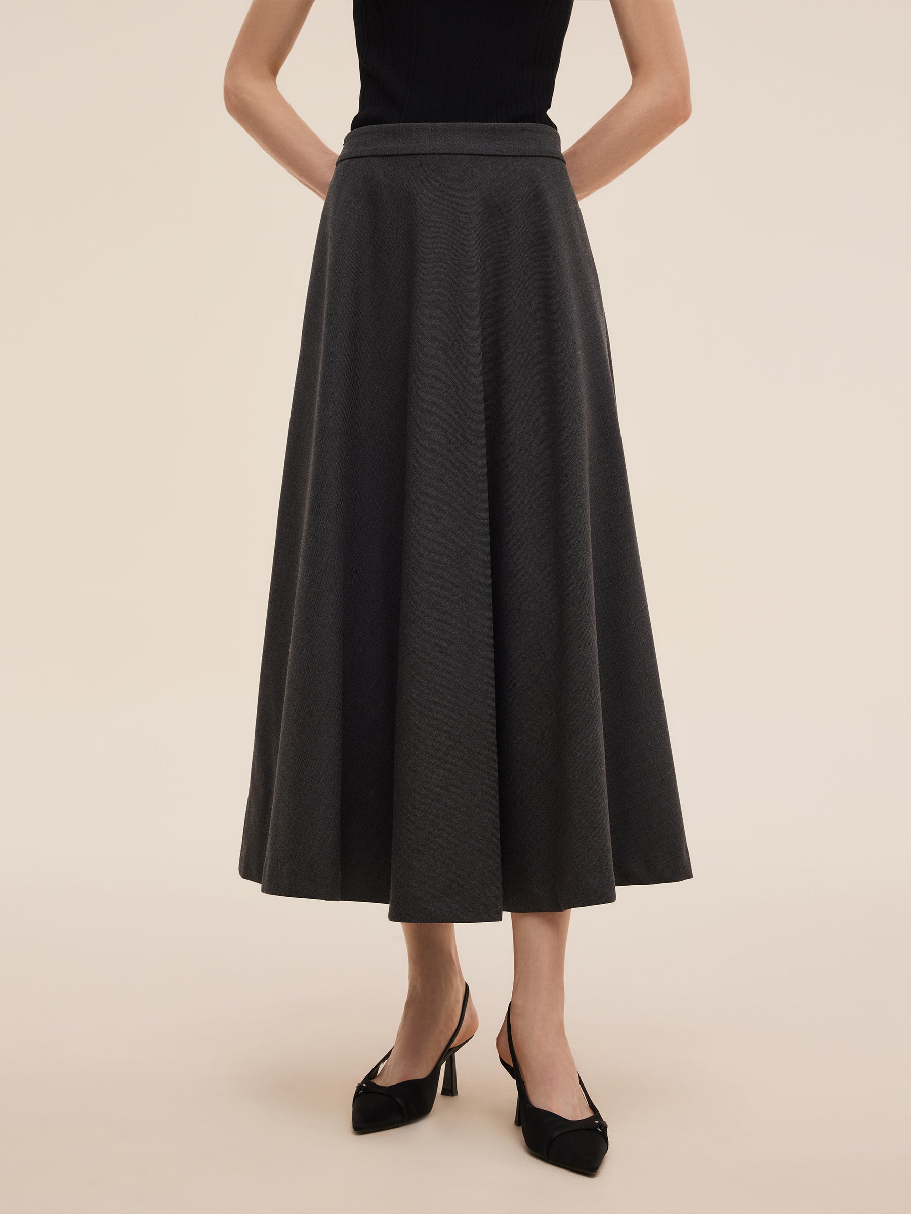 [Preview] Worsted Wool Blend Women A-Line Skirt GOELIA
