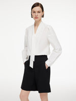 V-Neck Long Sleeve Women Blouse With Ribbon GOELIA