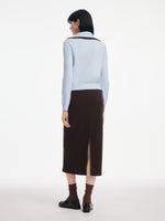 Contrast Trim Lapel Zip-Up Cardigan And Skirt Two-Piece Set GOELIA