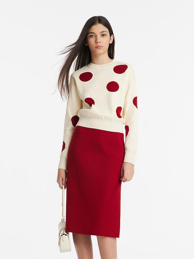 Tencel Wool Polka Dot Sweater And Half Skirt Two-Piece Set GOELIA