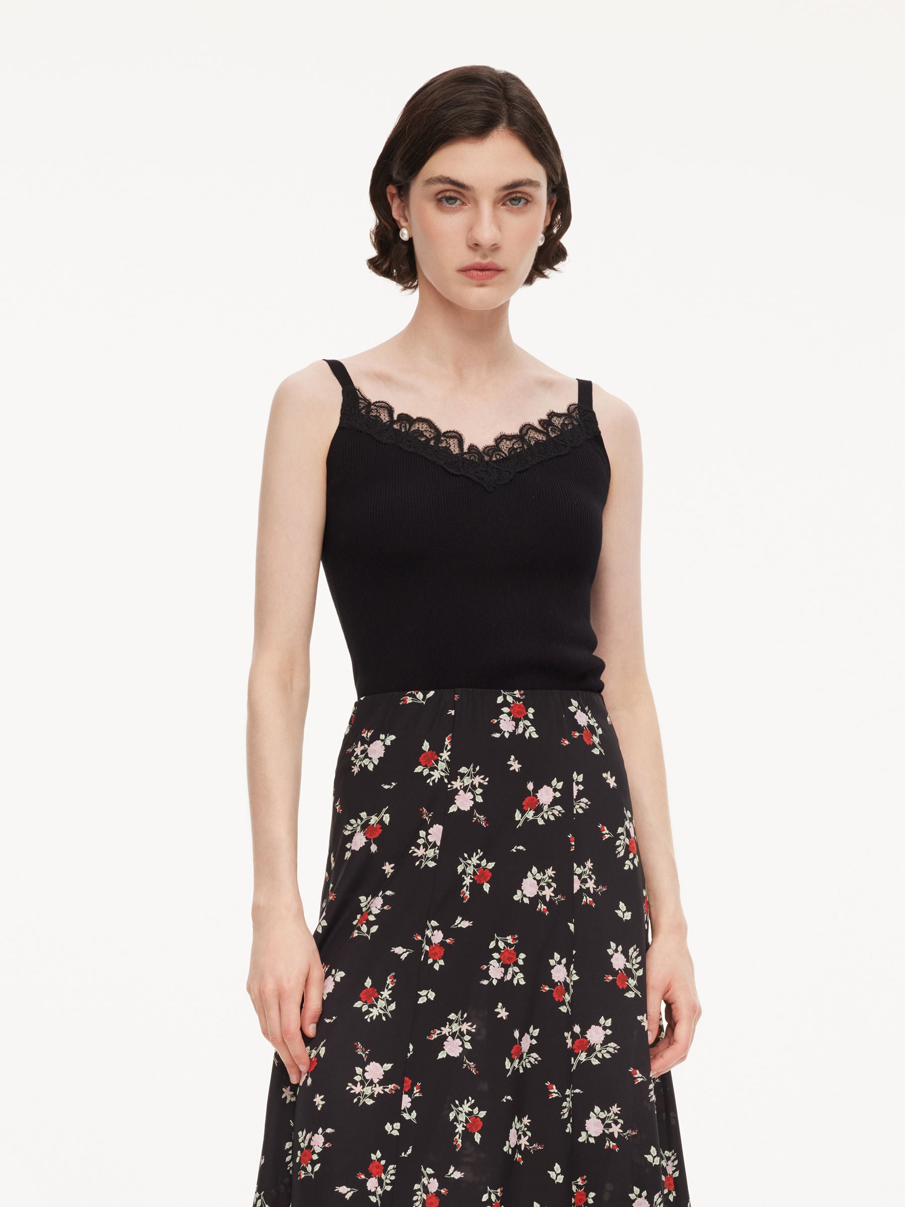 Triacetate Lyocell Blend Lace Trim Women Camisole GOELIA