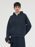 100% Brushed Wool Zip-Up Unisex Hoodie GOELIA