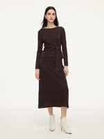 Tencel Wool Blend Tie Front Knit Top And Crochet Skirt Two-Piece Set GOELIA