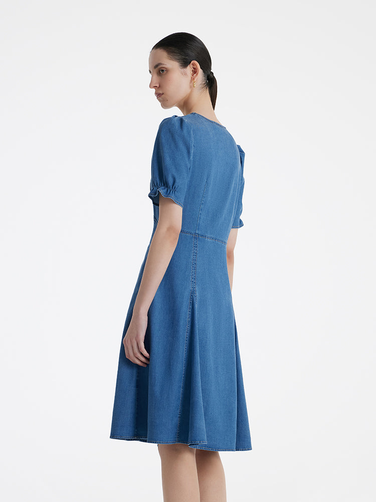 V-Neck Printed Waist Dress VAS0194