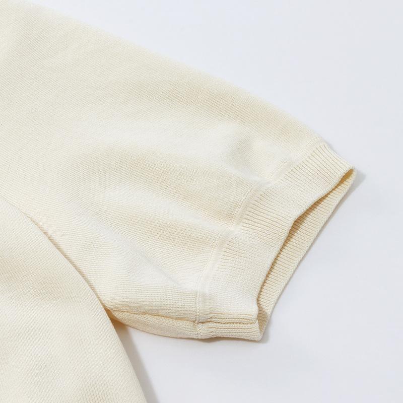 White Mulberry Silk Single-Breasted Knit Top GOELIA