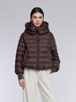 [Preview] Narrow-Quilted Goose Down Hooded Cropped Jacket GOELIA