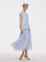 Loose Fit Cap Sleeve Top And A-Line Skirt Two-Piece Set GOELIA