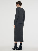 Mohair Wool Blend Sequins Women Midi Skirt GOELIA