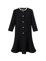 Wool Blend Sequins Ruffle Hem Women A-Line Mini Dress GOELIA