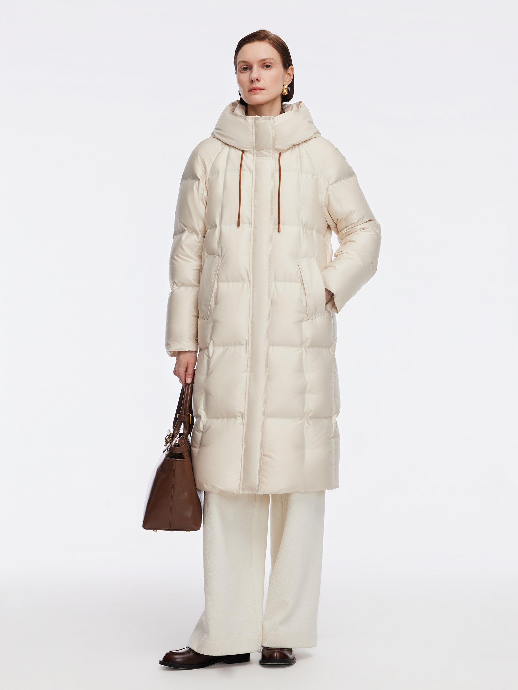 [Preview] H-Line Drawstring Hooded Long Goose Down Coat GOELIA