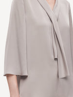 22MM Mulberry Silk Tie Neck Women 3/4 Sleeve Blouse GOELIA
