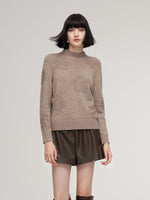 Wool Jacquard Mock Neck Women Sweater GOELIA