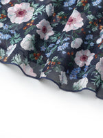 10MM Mulberry Silk Floral Print Women Tiered Skirt GOELIA