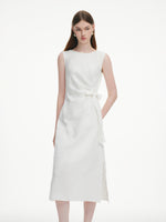 100% Linen Side Tie Women Sleeveless Maxi Dress GOELIA
