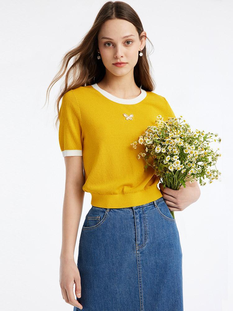 Round Neck Mulberry Silk Top GOELIA