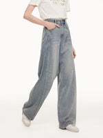 100% Cotton Denim Women Curved-Leg Jeans GOELIA