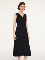 Triacetate Blend V-Neck Women Sleeveless Maxi Dress GOELIA