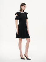 Ruffle Cold Shoulder Women Knit Mini Dress GOELIA