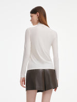 [Preview] Tencel Acetate Silk Blend Women Mock Neck Knit Top GOELIA