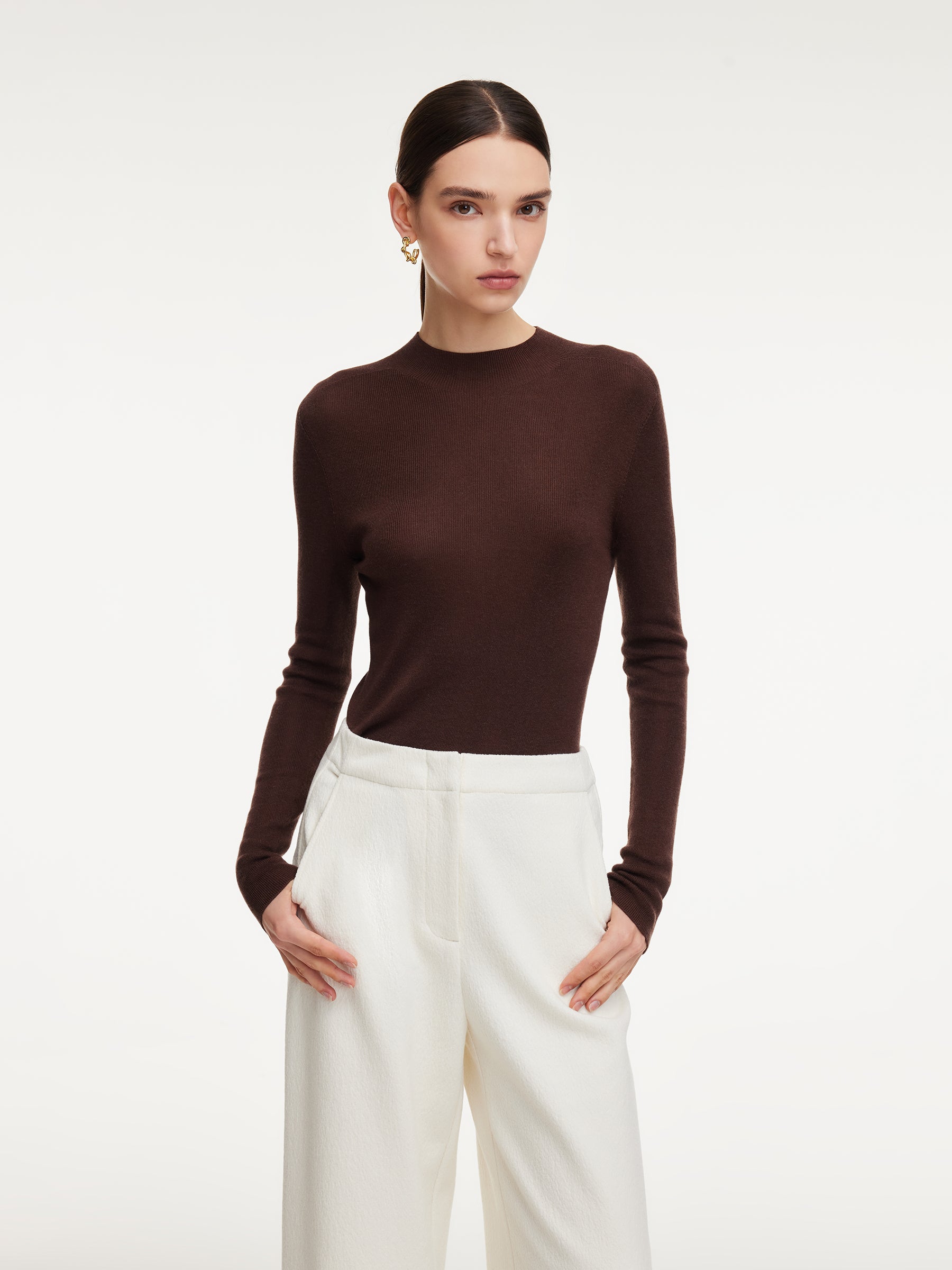 [Preview] Cashmere Mulberry Silk Lyocell Blend Women Knit Top GOELIA