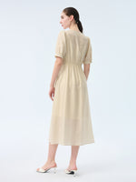 Tencel Acetate Linen Twist Front Women Maxi Dress GOELIA