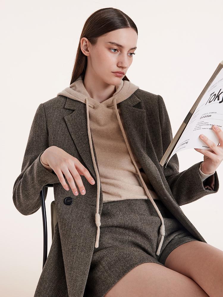 Washable Wool Notched Lapel Women Coat GOELIA