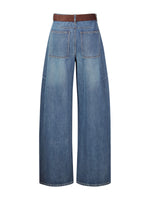 [Preview] Cotton Denim Women Curved Leg Jeans With Belt GOELIA