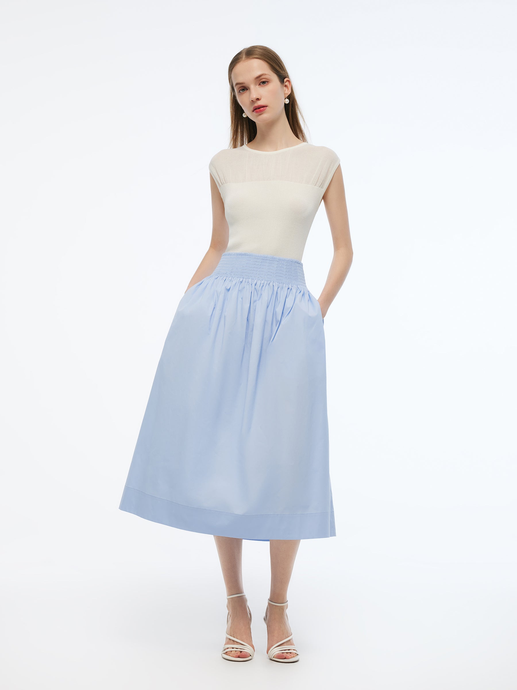 A-Line Smocked Waist Women Skirt GOELIA