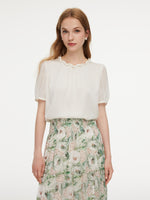 22MM Mulberry Silk Twisted Round Neck Women Blouse GOELIA