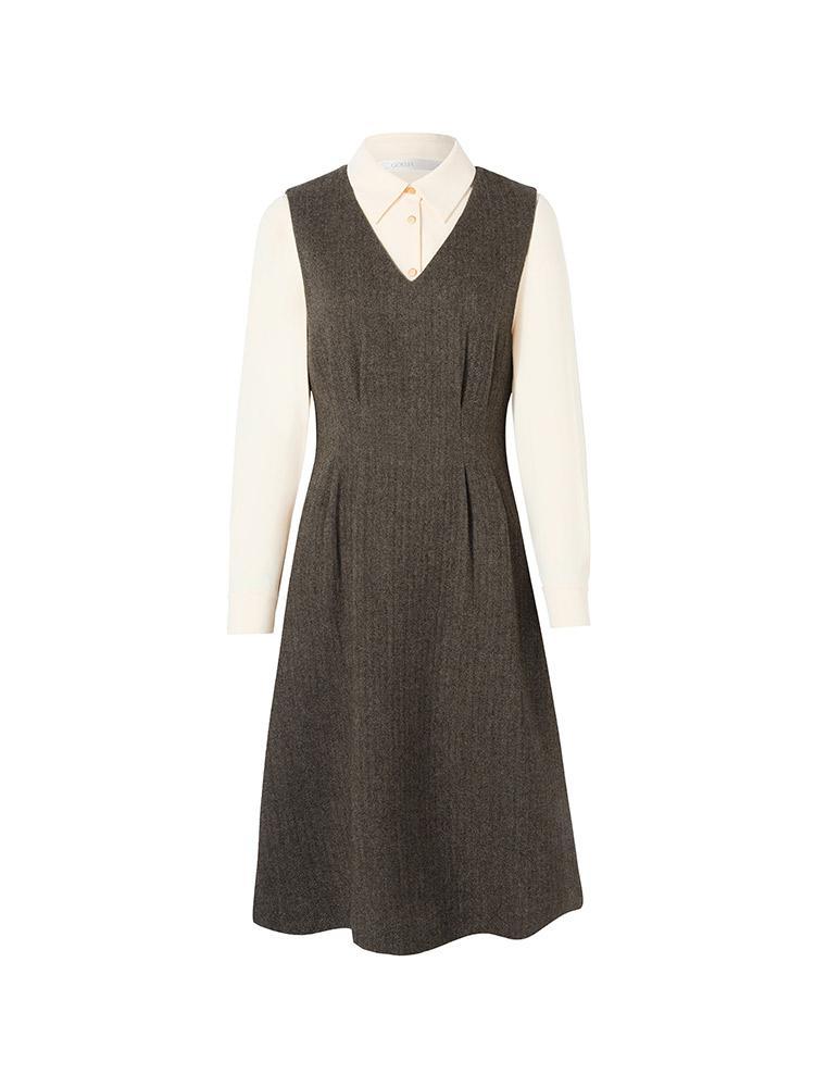 Washable Wool Vest Dress And Shirt Two-Piece Set GOELIA