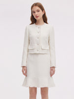 [Preview] Tweed Cropped Jacket And Sleeveless Dress Two-Piece Set GOELIA