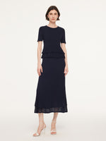 Ruffle Hem Knit Top And A-Line Skirt Two-Piece Set GOELIA
