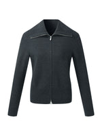 Tencel Wool Blend Zip-Up Women Cardigan GOELIA