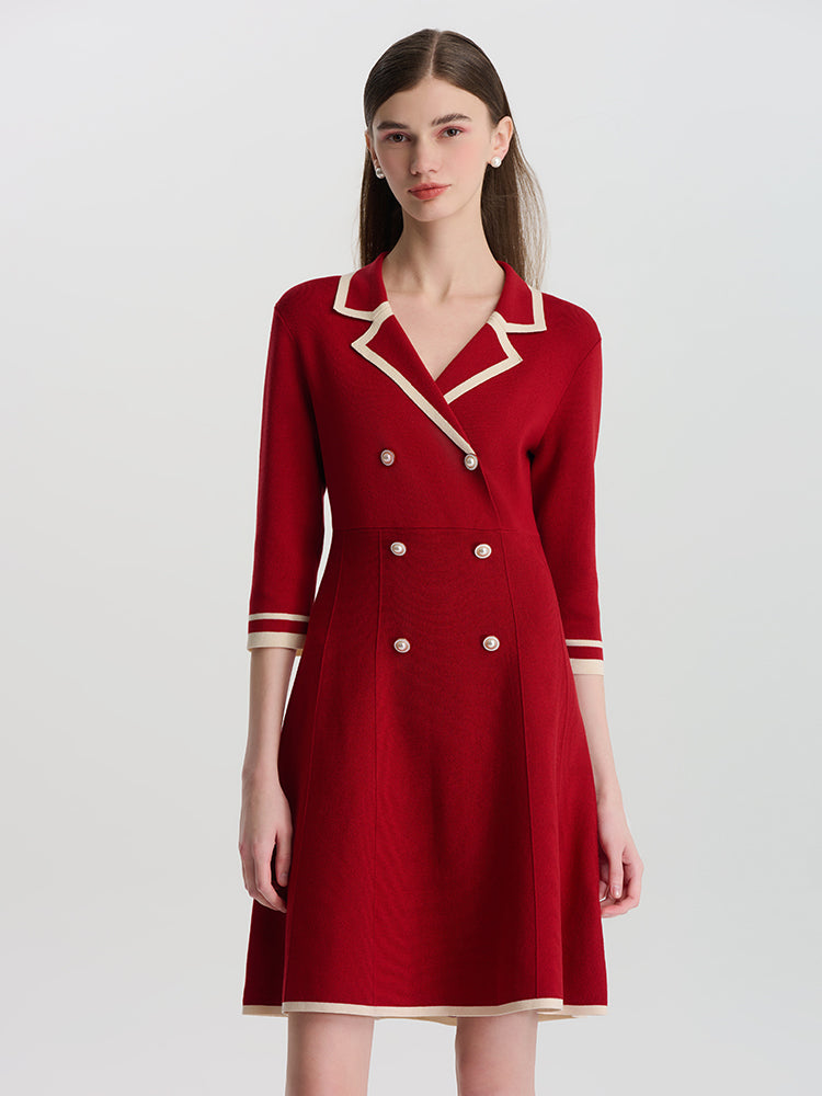 Fitted Double-Breasted V-Neck Mini Dress GOELIA