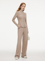 [Preview] Double-Brushed Stretch Zip Jacket And Pants Two-Piece Set GOELIA