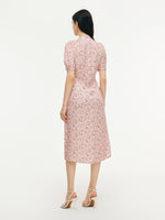 Floral Print Side Twist Women Qipao Midi Dress GOELIA