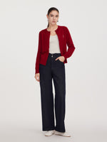 Cotton Denim Fleece Lined Straight Leg Women Jeans GOELIA