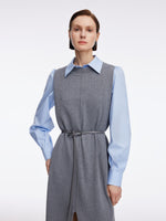 [Preview] Sleeveless Knit Dress And Shirt Two-Piece Set With Belt GOELIA