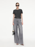 [Preview] Bowknot Print Gathered Waist Women T-Shirt GOELIA