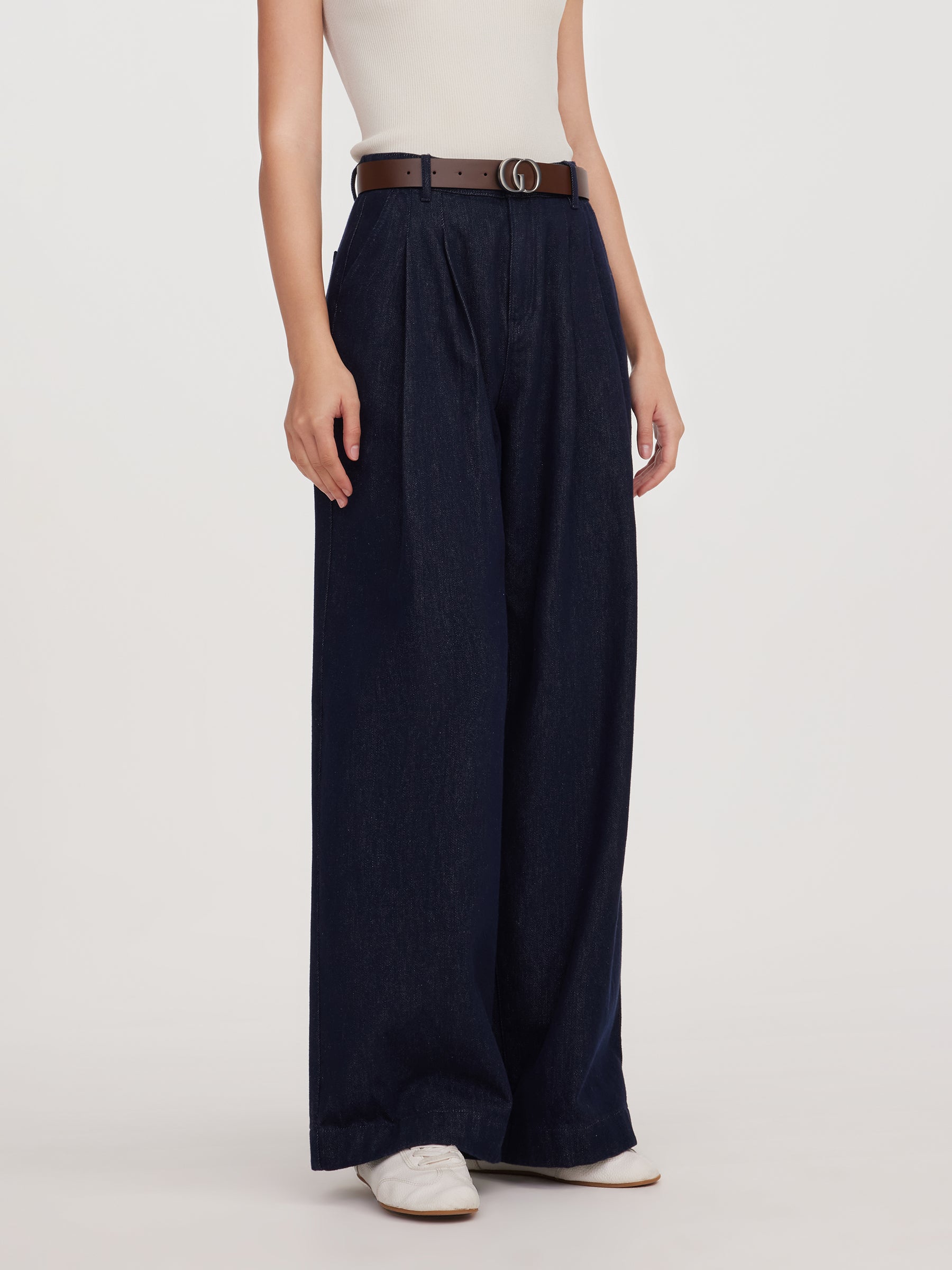 [Preview] 100% Cotton Denim Wide Leg Women Jeans GOELIA